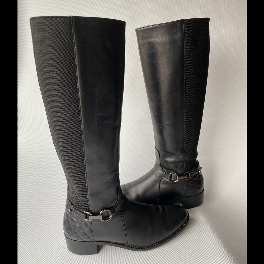 AQUATILIA Women's Black Leather Tall Boot